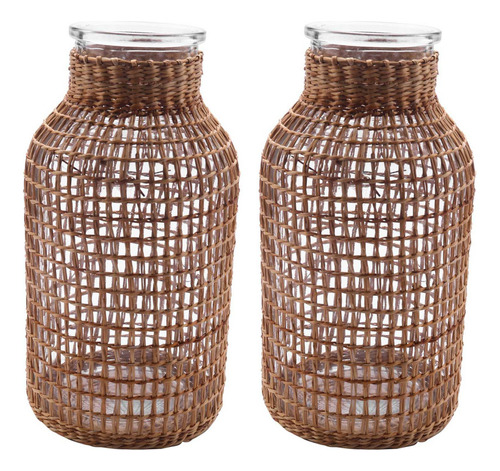 2 Jarrones De Paja De Cristal Para Flores, Estilo Japonés, E