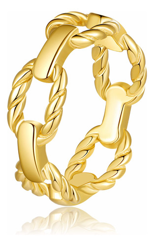 Yegieonr Anillos De Eslabones De Cadena De Oro Para Mujer, .