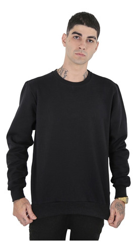 Blusa De Frio Moletom Gola Redonda Liso Sem Capuz Liso Básic