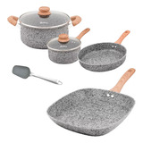 Set Hudson Bifera Original Induccion Granito Stone 6pz