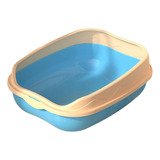 Caja De Arena For Gatos, Semicerrada Grande, Azul M