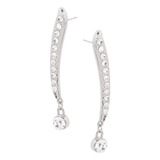 Aretes Largos Gota Elegantes Plateados Brillos Nice Rodio