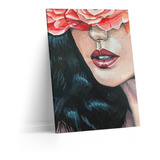 Cuadro Lienzo Canvas 45x60cm Mujer Barbilla Flores Tipo Oleo