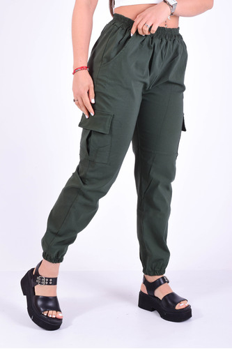 Pantalón Jogger Babucha Cargo Bengalina Elastizada Mujer 