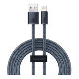 Cable Para iPhone Baseus Nylon Usb Carga Rapida 2.4a 2m Negro