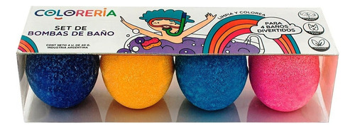 Set X 4 Mini Bombas De Baño Infantil Para Bañera Coloreria Color Multicolor