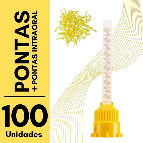 Kit 100 Ponta Misturadora Amarela 1:1 + 100 Ponta Intra Oral