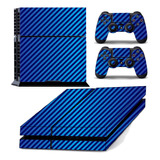 Skin Ps4 Fat Adesivo Película Playstation 4 Carbono Azul