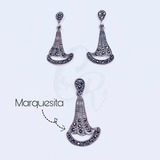 Aretes Y Dije Con Marquesita En Plata Ley .925