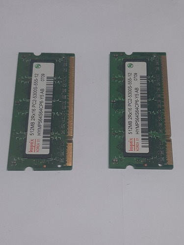 2 Memoria Hynix 512mb Pc-5300 Ddr2 667mhz Notebook Netbook