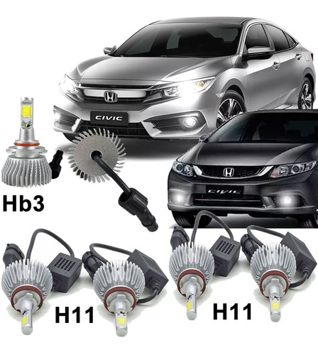 Super Branca Led Civic 2017 2018  P/ Farol Alto Baixo Milha