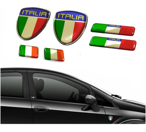 Kit Adesivo Resinado Emblema Escudo Placa Coluna Fiat Itália