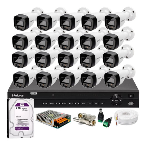 Kit 20 Cam Full Color Intelbras, Dvr 32 Intelbras, 2tb