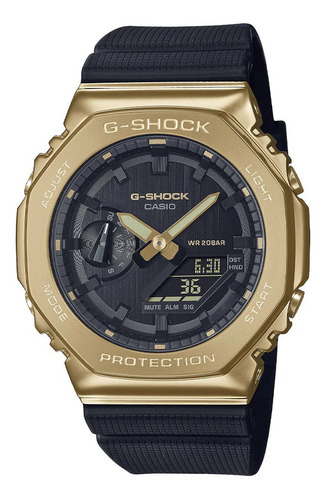 Reloj Hombre Casio Gm-2100g-1a9dr G-shock Color De La Correa Negro Color Del Bisel Dorado Color Del Fondo Negro