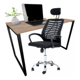 Mesa Escrivaninha Industrial + Cadeira Diretor Apoio Cabeça