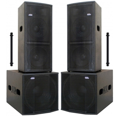 Kit 4 Caixas Amplificada Ativa + Passiva 2x12 Sub 18 3200w 