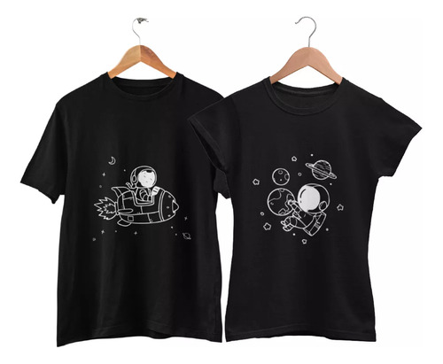 Playeras Parejas Dúo Novios Esposos Amor Astronautas Espacio