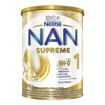 Fórmula infantil em pó sem glúten Nestlé Nan Supreme Pro 4 en lata de 1 de 400g - 0 a 6 meses | Frete grátis