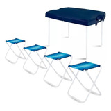 Mesa Dobrável Prática Portátil Maleta + 4 Banquetas Camping