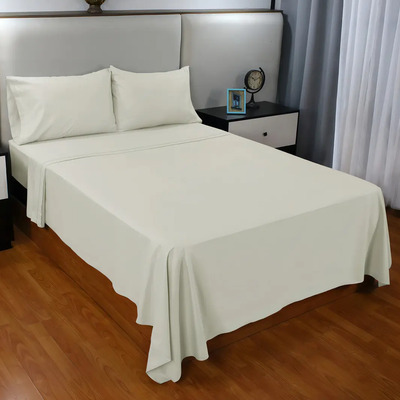 Juego De Sábanas Algodón Matrimonial 4 Pzas Transpirable Color Perla Diseño de la tela Liso | Envío gratis