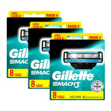 Kit Com 24 Cargas Gillette Mach3 Leve 8 Pague 6