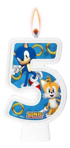 Vela Numerica Do Sonic Para  Aniversário Decoração