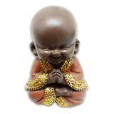 Mini Buda Da Felicidade Rezando Prosperidade Marrom 7cm