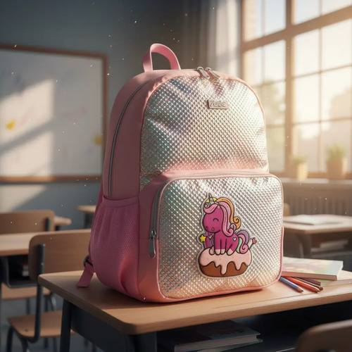 Mochila Ligera Backpack Juvenil Tornasol Unicornio Miko