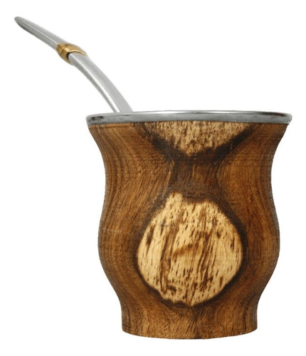 Mate De Madera Algarrobo Artesanal Virola Acero Madu