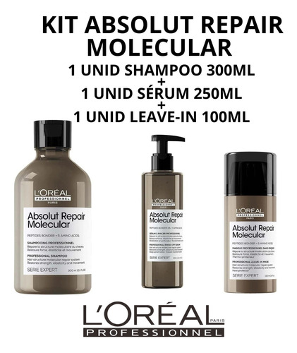 Kit Loreal Absolut Repair Molecular S 300m + S 250m + L 100m