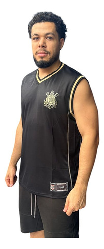 Regata Corinthians Basquete Preta/dourado Oficial + Nf