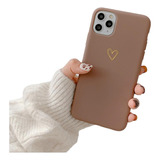 Funda Corazon Para iPhone 11 + Mica Protector Mujer Elegante