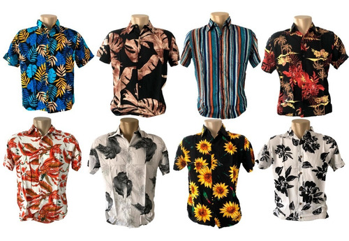 Kit 3 Peças Camisa Floral Masculina Havaiana Manga Curta Top