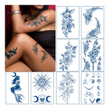 3d Flores Hermosas Mariposas Tatuajes Temporales 330 Diseno