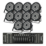 10 Canhao Refletor 18 Leds Rgbw 12w Quad Dmx 4in1 + Mesa Dmx