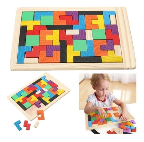 Tangram Rompecabezas En 3d De Madera Para Niños Juego Madera