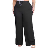 Calça Feminina Plus Size Alfaiataria Pantalona Cinto Social