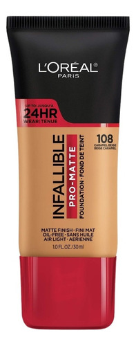 Base De Maquillaje Líquida L'oréal Paris Infallible K1828603 Tono Caramel Beige 108