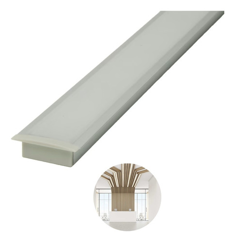 Perfil De Led Slim 30mm Embutir Gesso Marcenaria 2m Branco