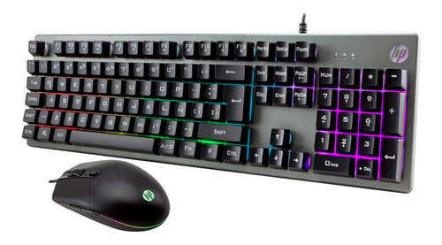 Kit Teclado Y Mouse Hp Usb Led Para Gamer Español Km300f