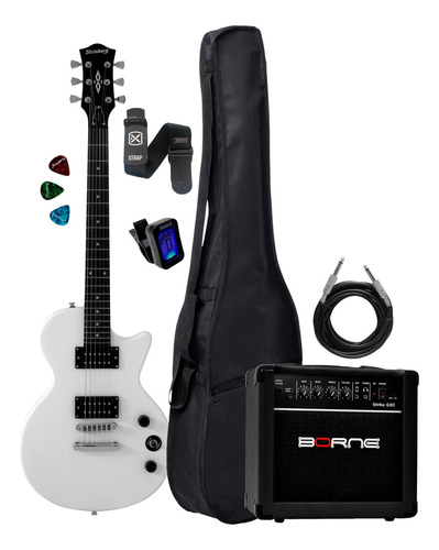 Kit Guitarra Lps200 Les Paul Branco Capa Cubo + Acessórios