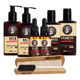 Kit - 2 Shampoo, 2 Balm, 2 Oleo, Pente De Madeira E Escova