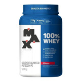 Suplemento Em Pó Max Titanium  Proteínas 100% Whey Proteínas 100% Whey Sabor  Morango Em Pote De 900g