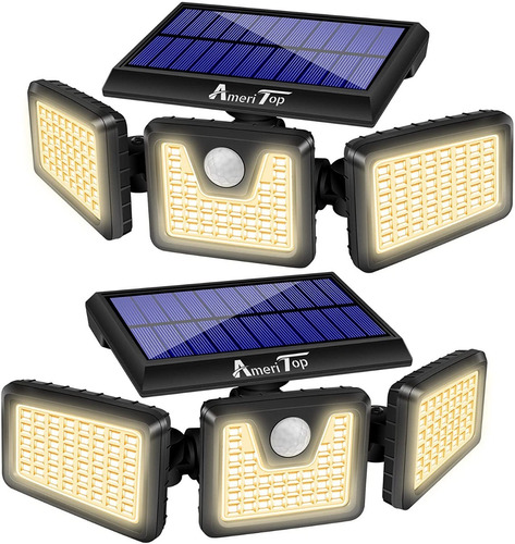 Pack X 2 Reflector Led Solar 128 Led Luz Calida Sensor 