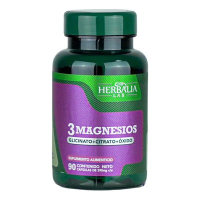 Magnesio Glisinato Citrato Óxido Cápsulas Herbalia Lab Vegano 90 Uds | Meses sin interés