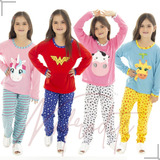 Conjunto Pijama Longo Infantil Menina Inverno Verão Outono