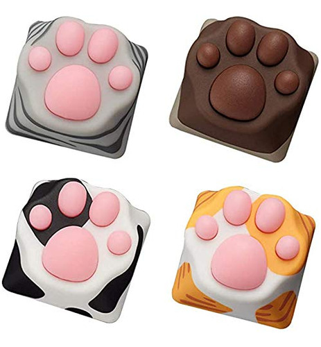 Pack X4 Keycaps Tecla Pata De Gato /siames-vaca-tigre-rayado