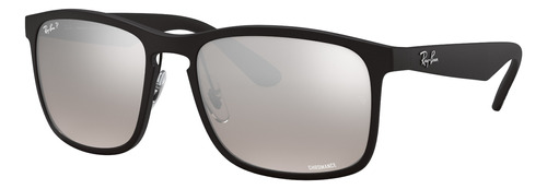 Anteojos De Sol Polarizados Ray-ban Lentes De Sol Chromance Standard Con Marco De Nailon Color Matte Black, Lente Silver De Plástico Espejada/chromance, Varilla Matte Black De Nailon - 0rb4264