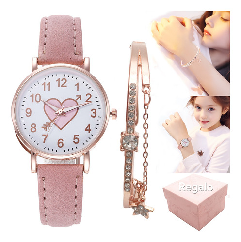 Set Reloj Y Pulsera Para Niñas Diseño Encantador Kit Regalo