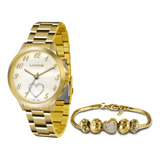 Relógio Feminino Lince Lrg4454l Com Pulseira Dourado